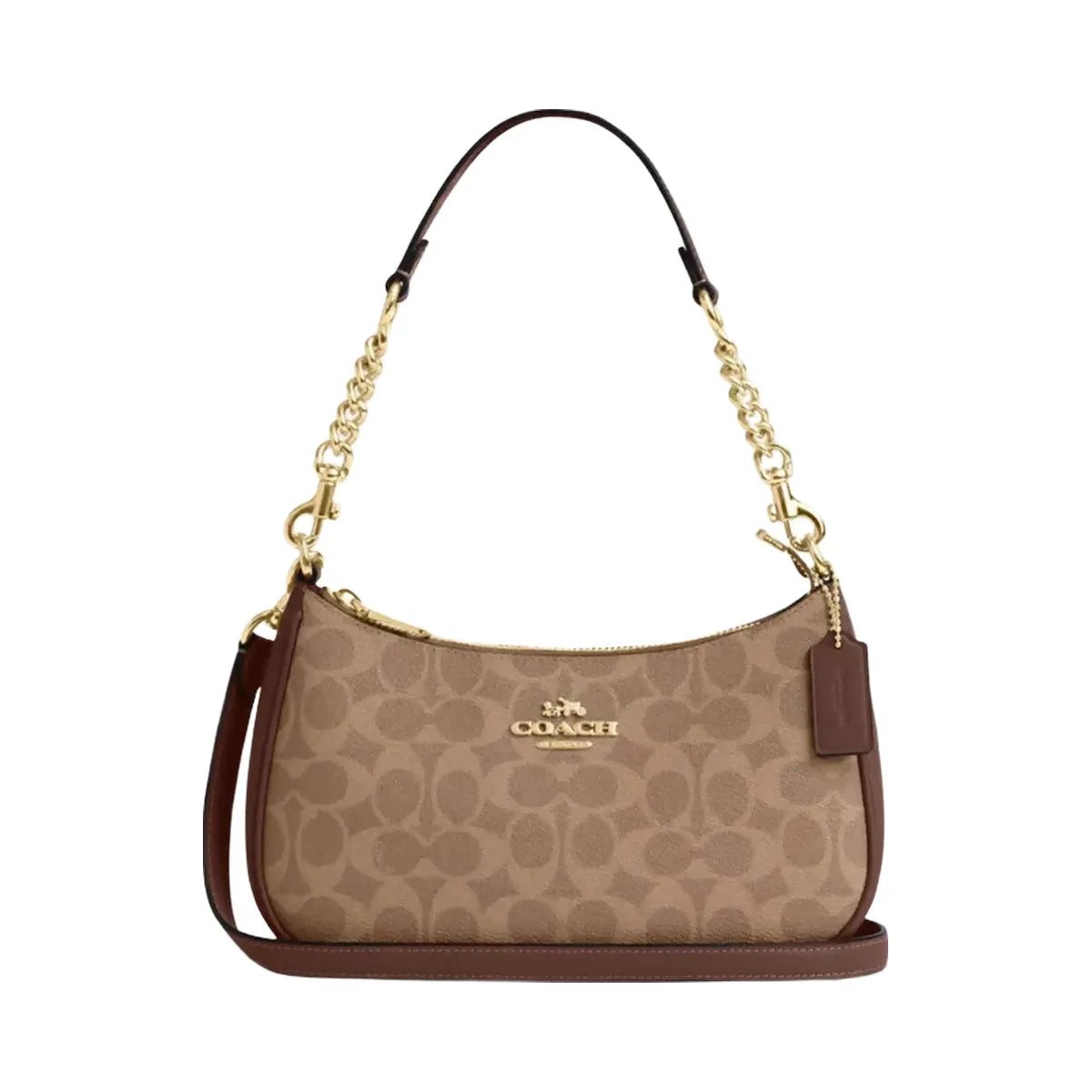 Coach Teri Shoulder Bag In Signature Canvas in Gold Tan Brown