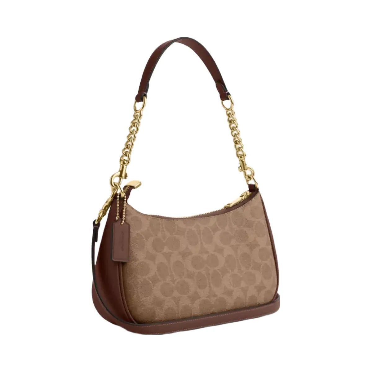 Coach Teri Shoulder Bag In Signature Canvas in Gold Tan Brown
