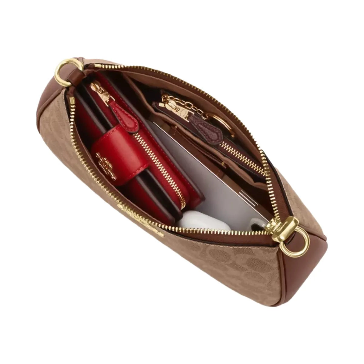 Coach Teri Shoulder Bag In Signature Canvas in Gold Tan Brown