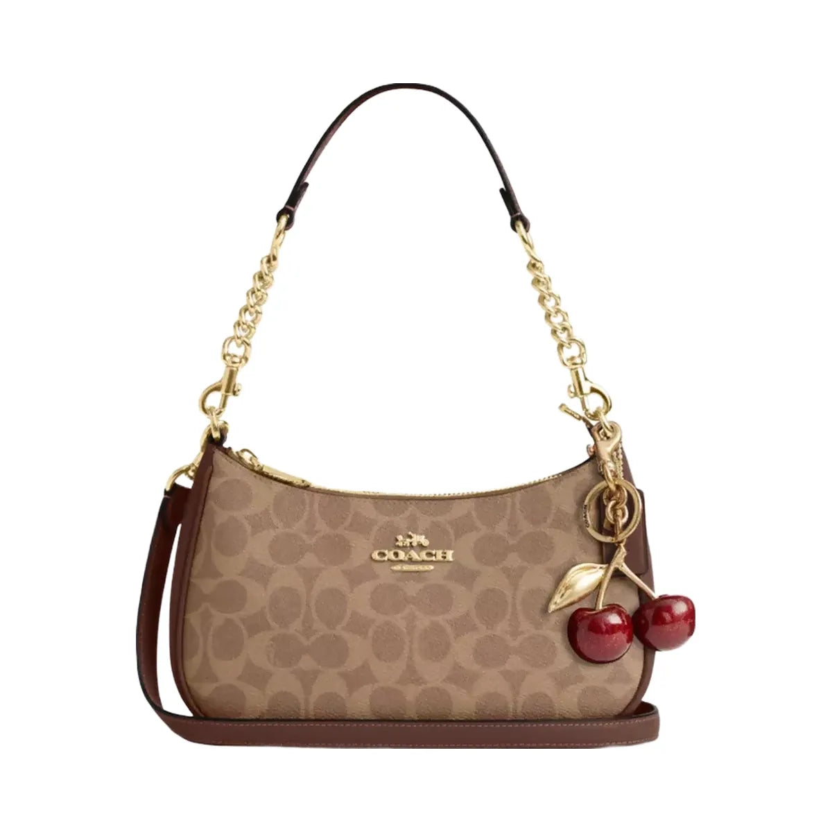 Coach Teri Shoulder Bag In Signature Canvas in Gold Tan Brown