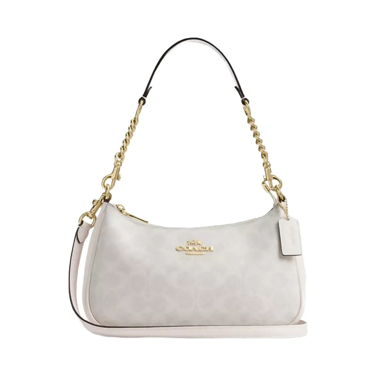 Coach Teri Shoulder Bag In Signature Canvas in Gold White Chalk