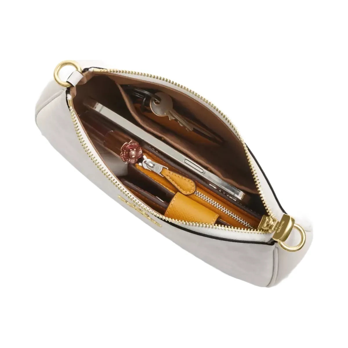 Coach Teri Shoulder Bag In Signature Canvas in Gold White Chalk