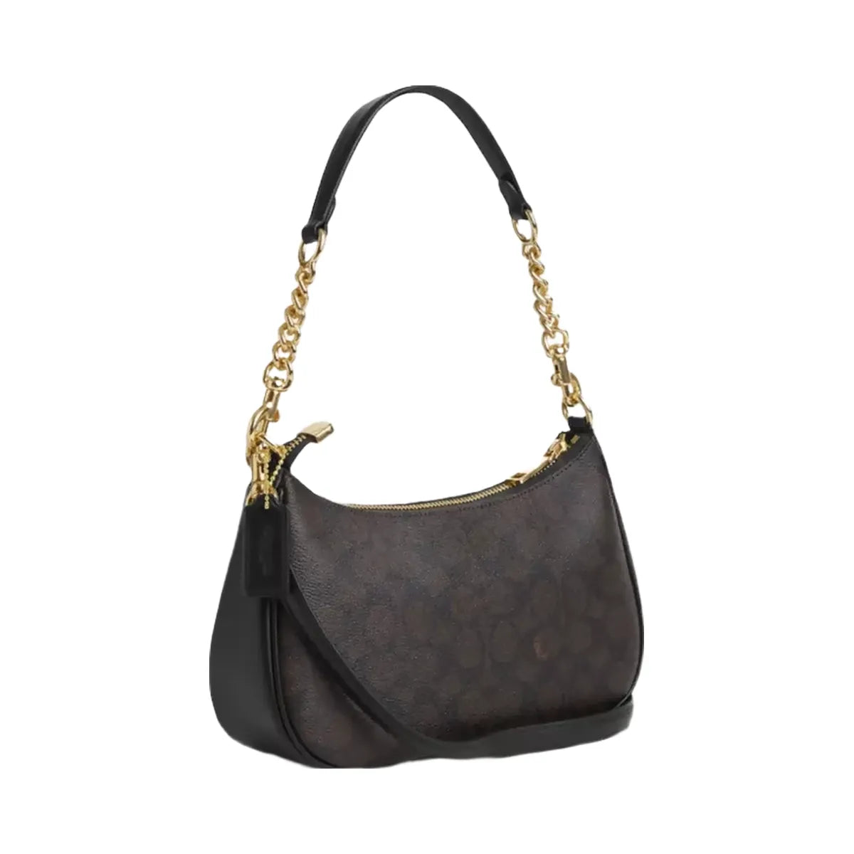 Coach Teri Shoulder Bag In Signature Canvas in Gold Walnut Black