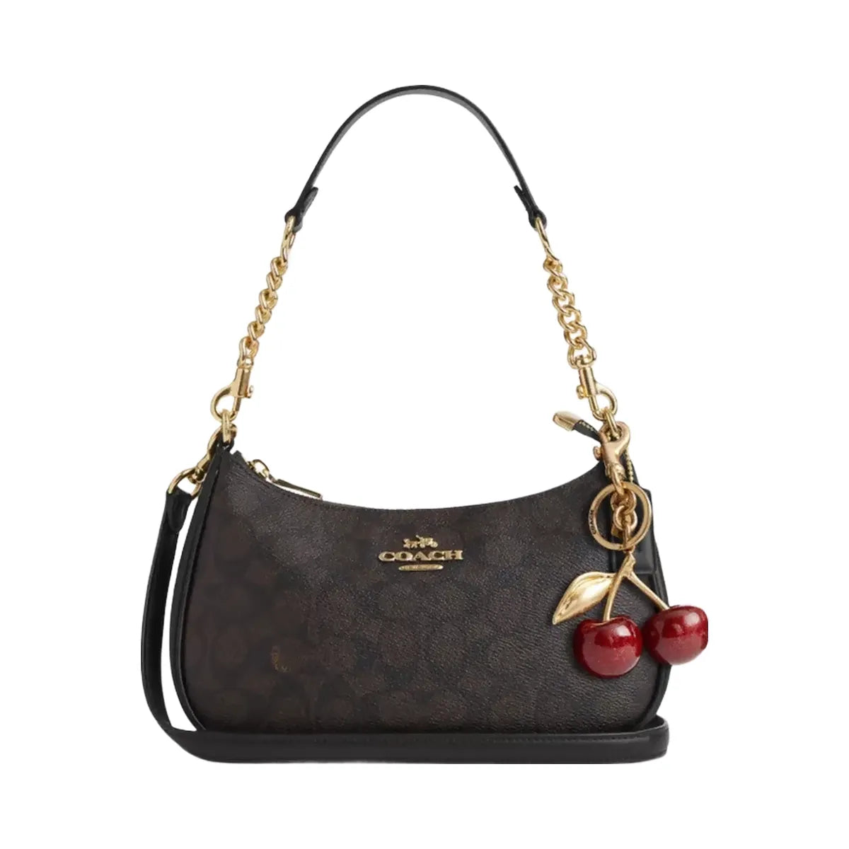 Coach Teri Shoulder Bag In Signature Canvas in Gold Walnut Black