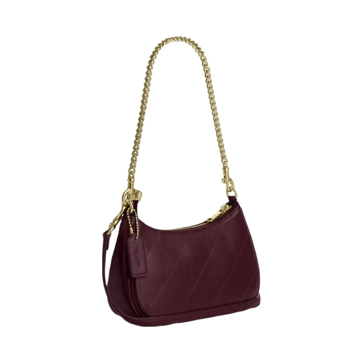 Coach Teri Mini Crossbody Bag With Quilting in Gold Dark Wine