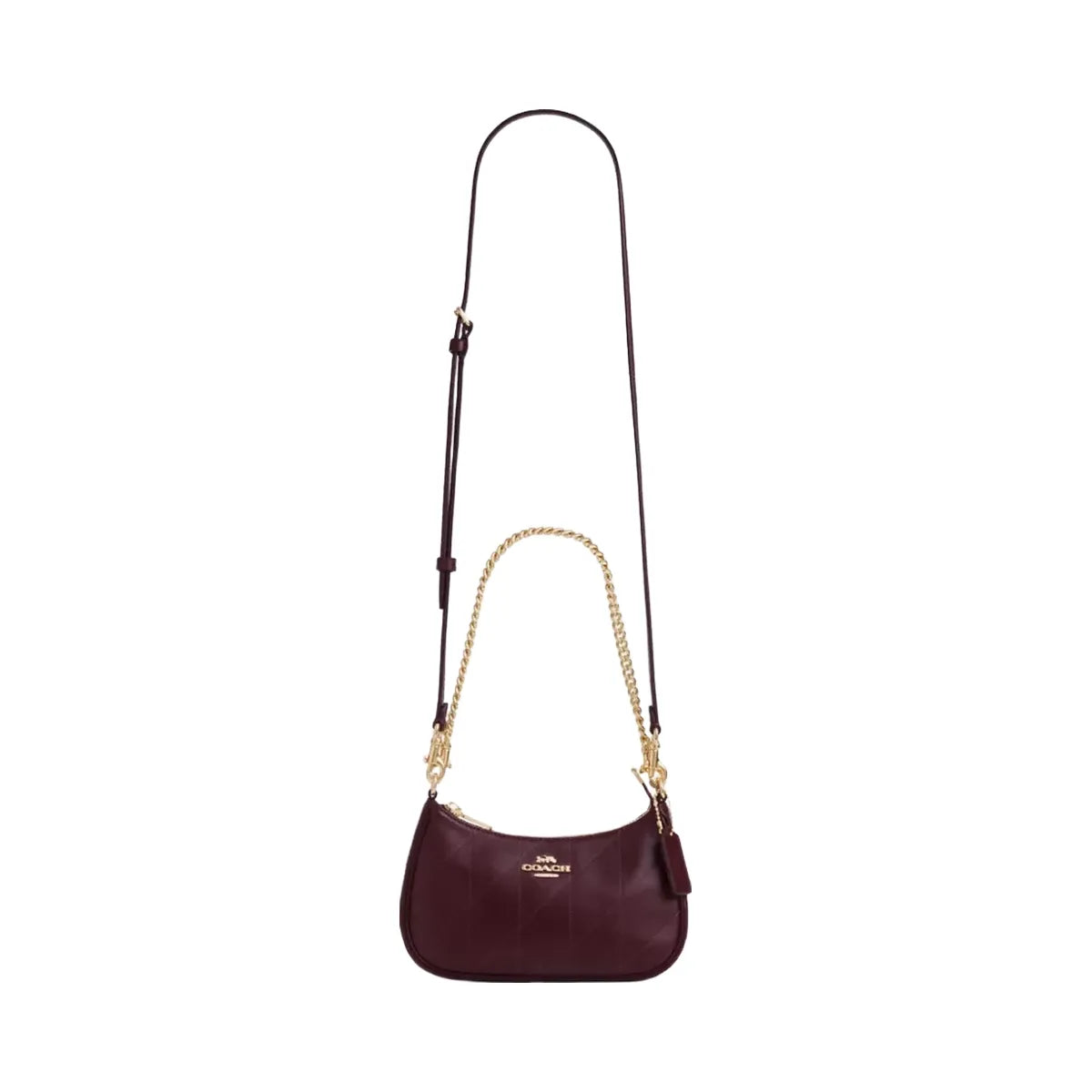 Coach Teri Mini Crossbody Bag With Quilting in Gold Dark Wine