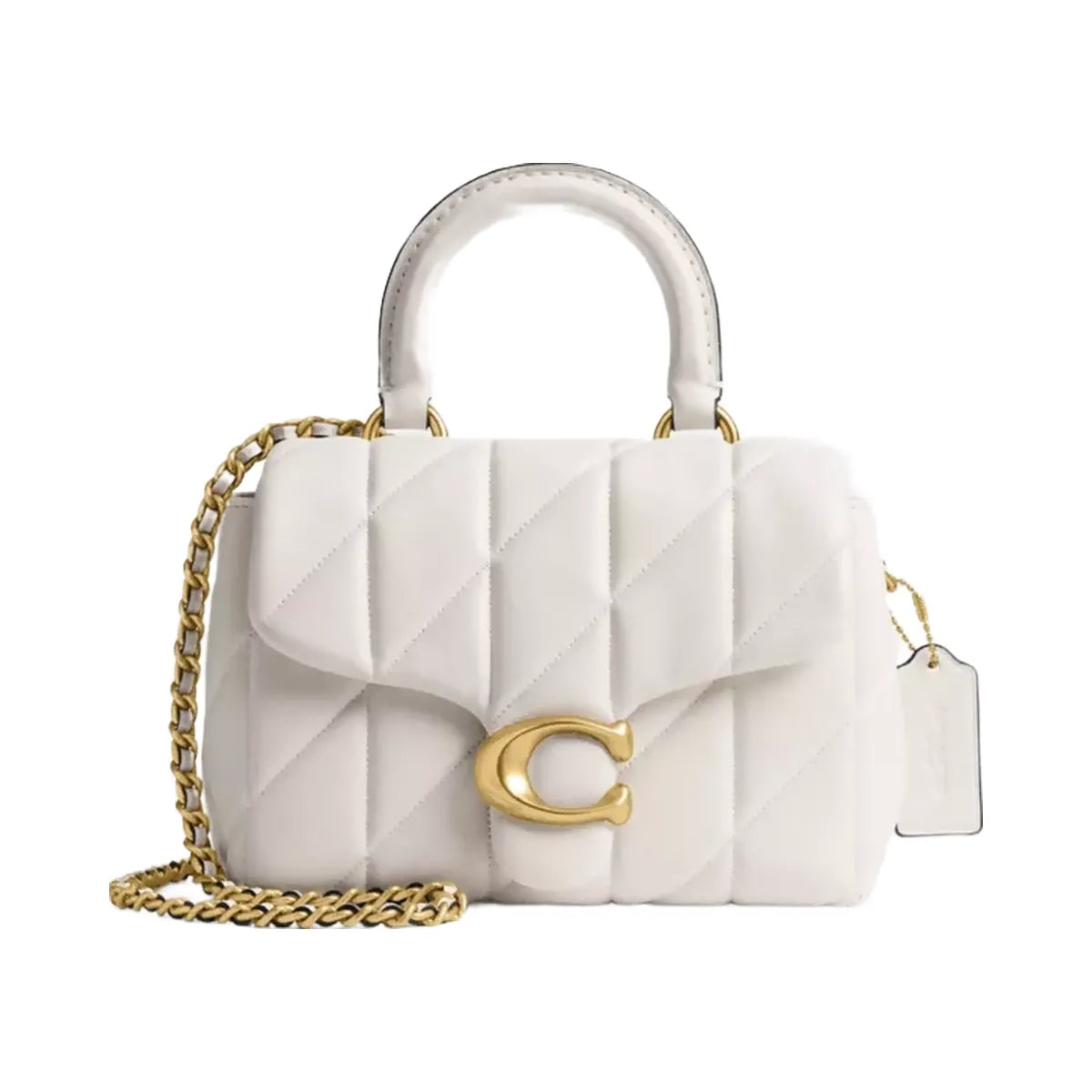Coach Tabby Top Handle Bag With Quilting in Brass Chalk