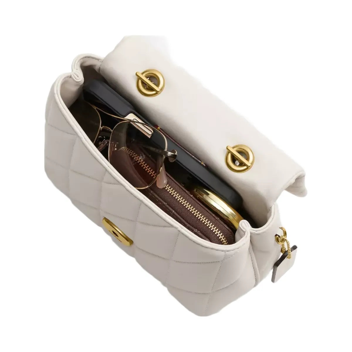 Coach Tabby Top Handle Bag With Quilting in Brass Chalk