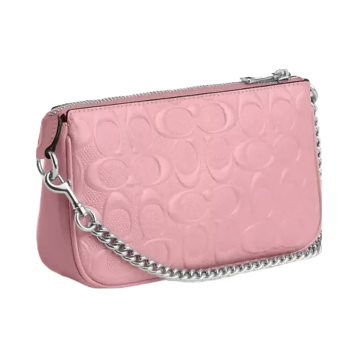 Coach Nolita 19 In Signature Leather With Heart Charm in Silver Pink