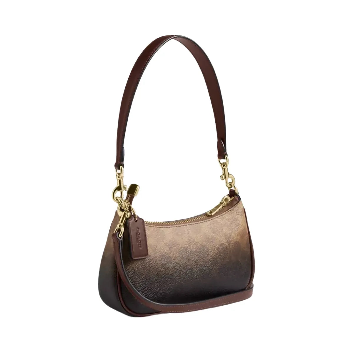 Coach Teri Mini Crossbody Bag In Ombre Signature Canvas in Gold Brown