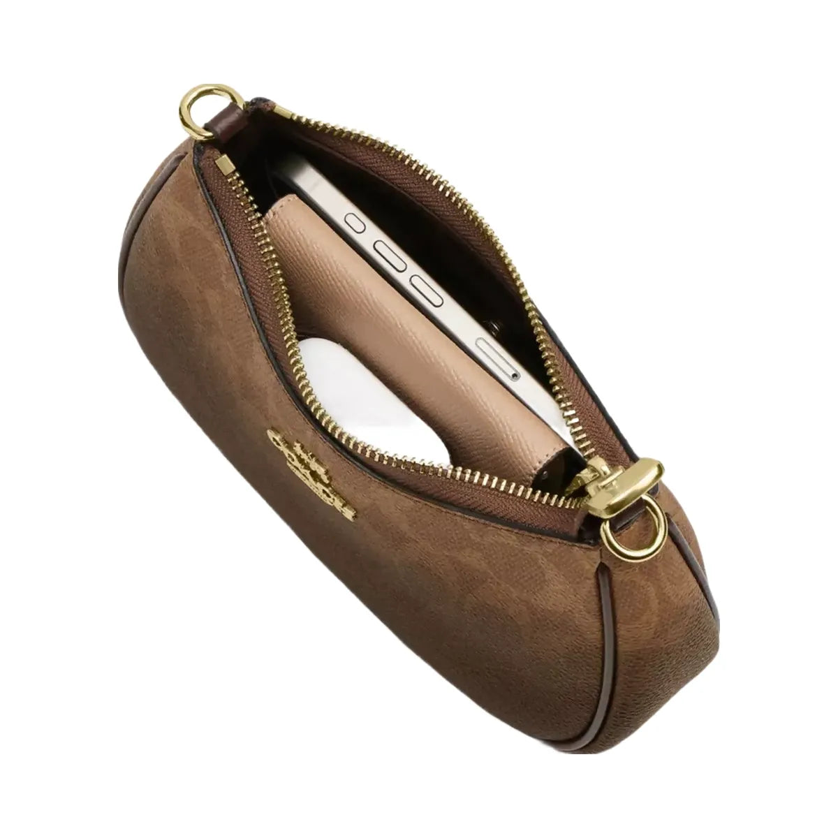 Coach Teri Mini Crossbody Bag In Ombre Signature Canvas in Gold Brown