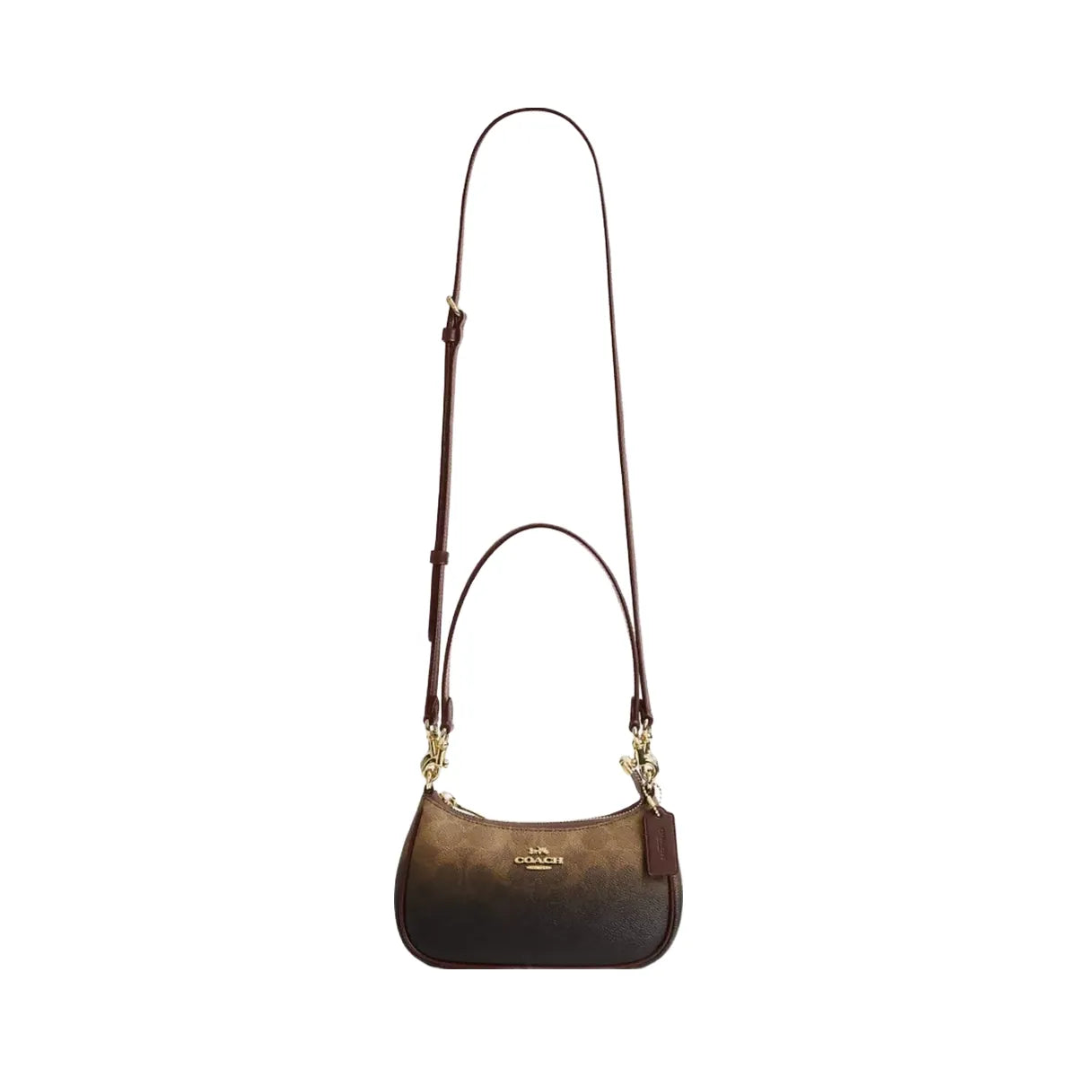 Coach Teri Mini Crossbody Bag In Ombre Signature Canvas in Gold Brown