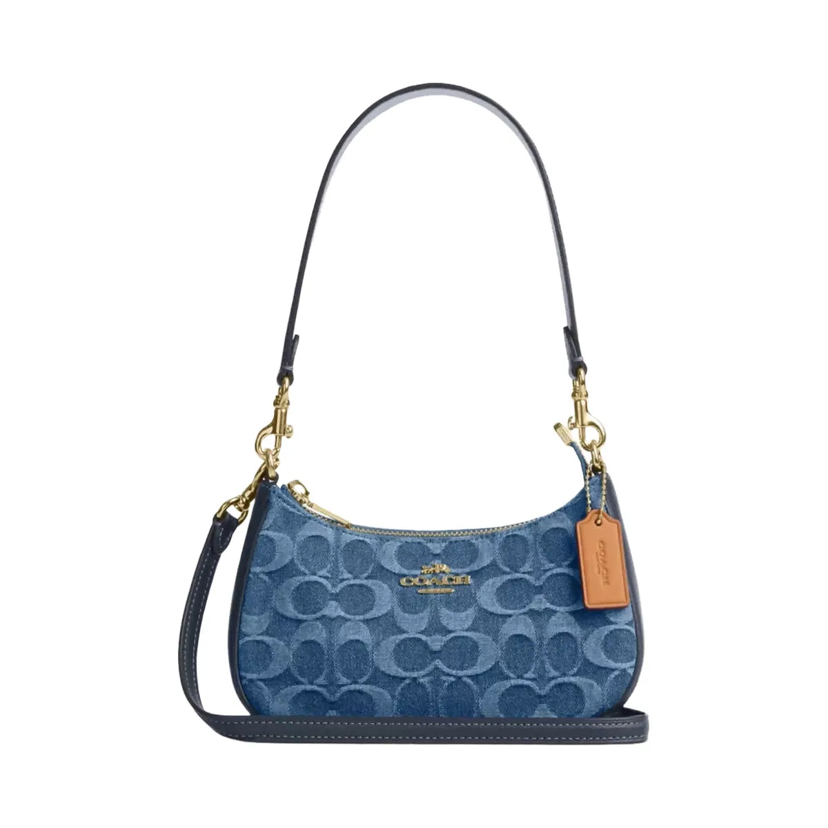 Coach Teri Mini Crossbody Bag In Signature Denim in Gold Indigo
