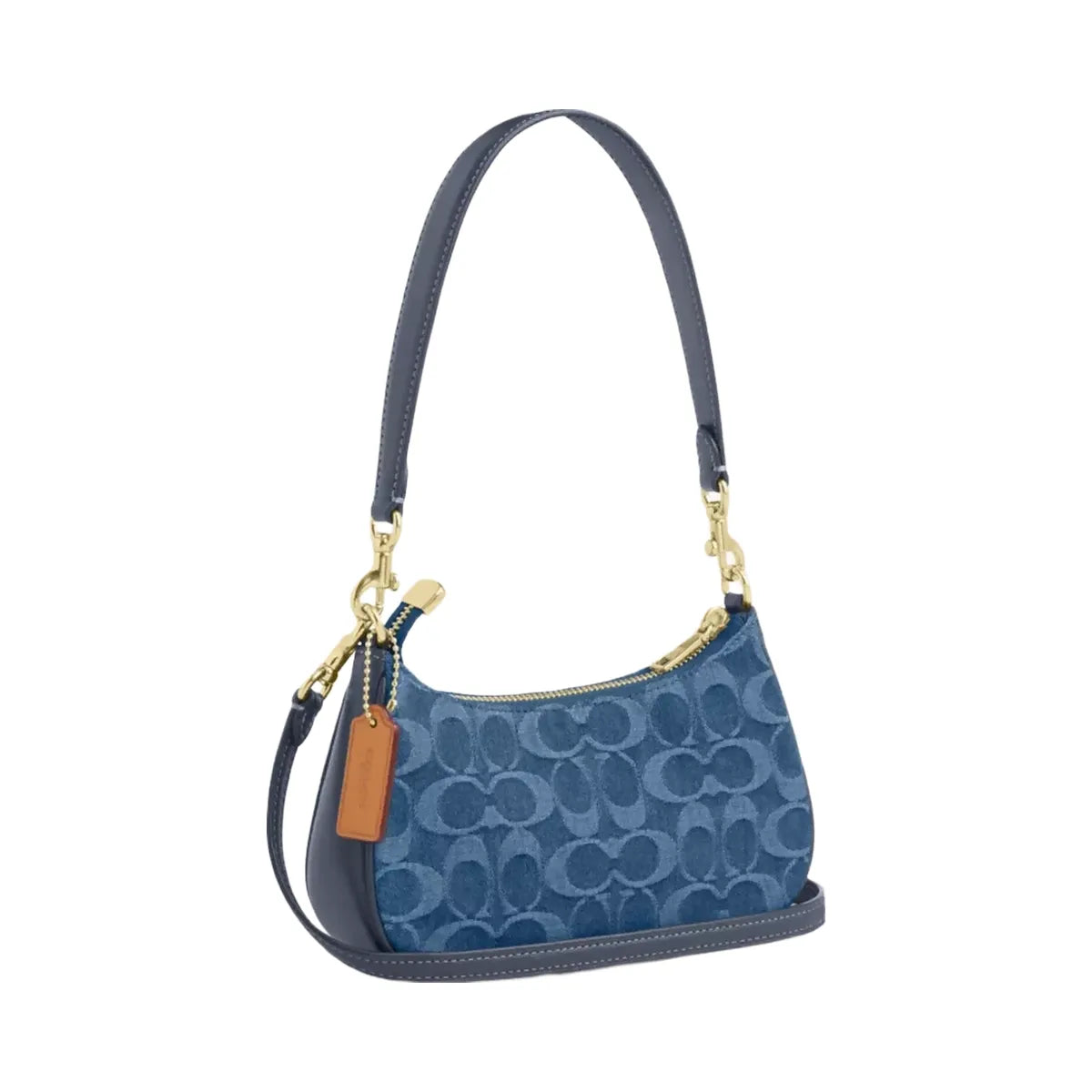 Coach Teri Mini Crossbody Bag In Signature Denim in Gold Indigo