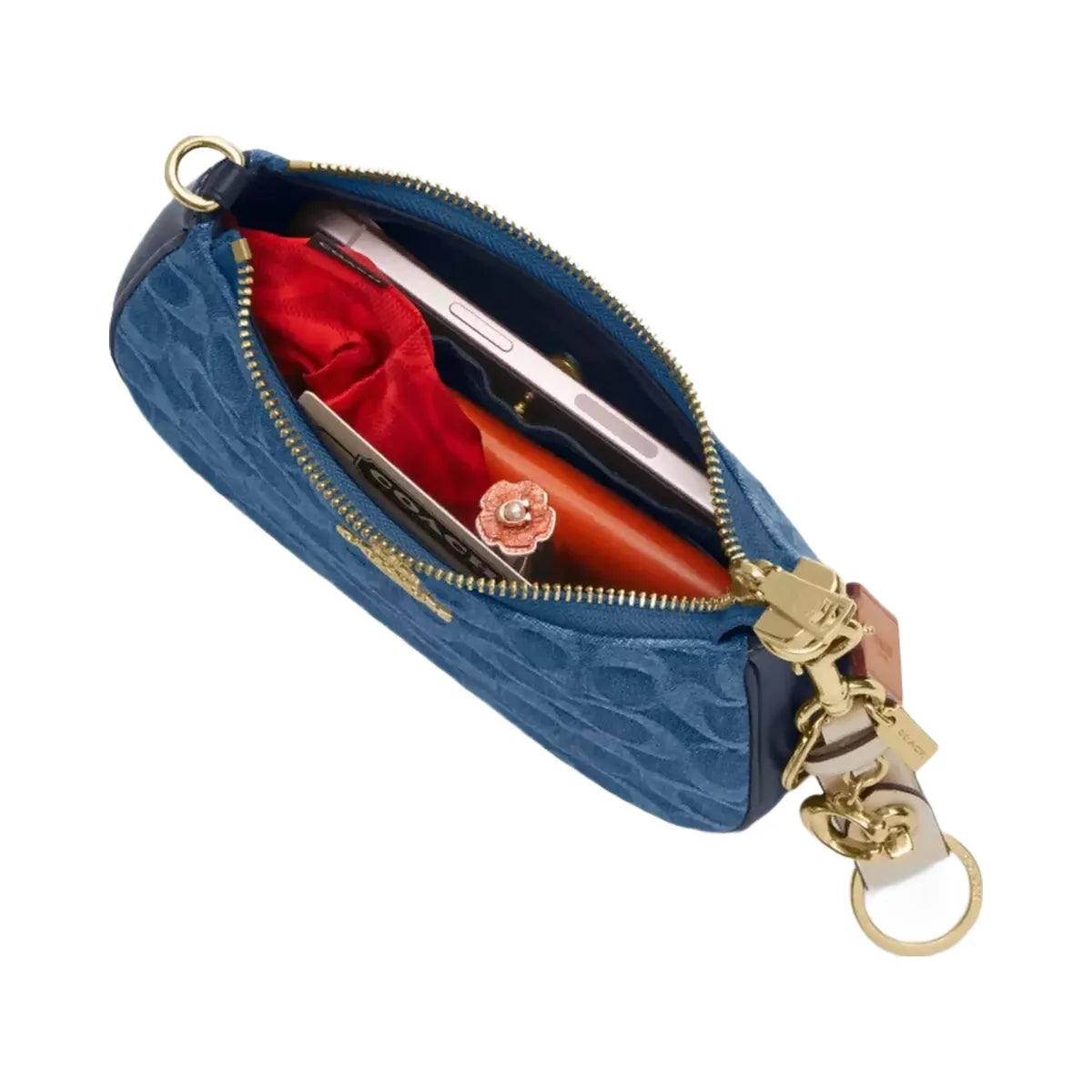 Coach Teri Mini Crossbody Bag In Signature Denim in Gold Indigo