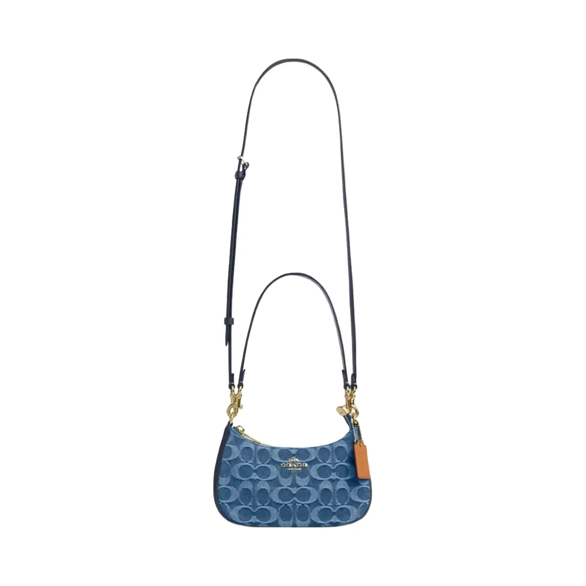 Coach Teri Mini Crossbody Bag In Signature Denim in Gold Indigo