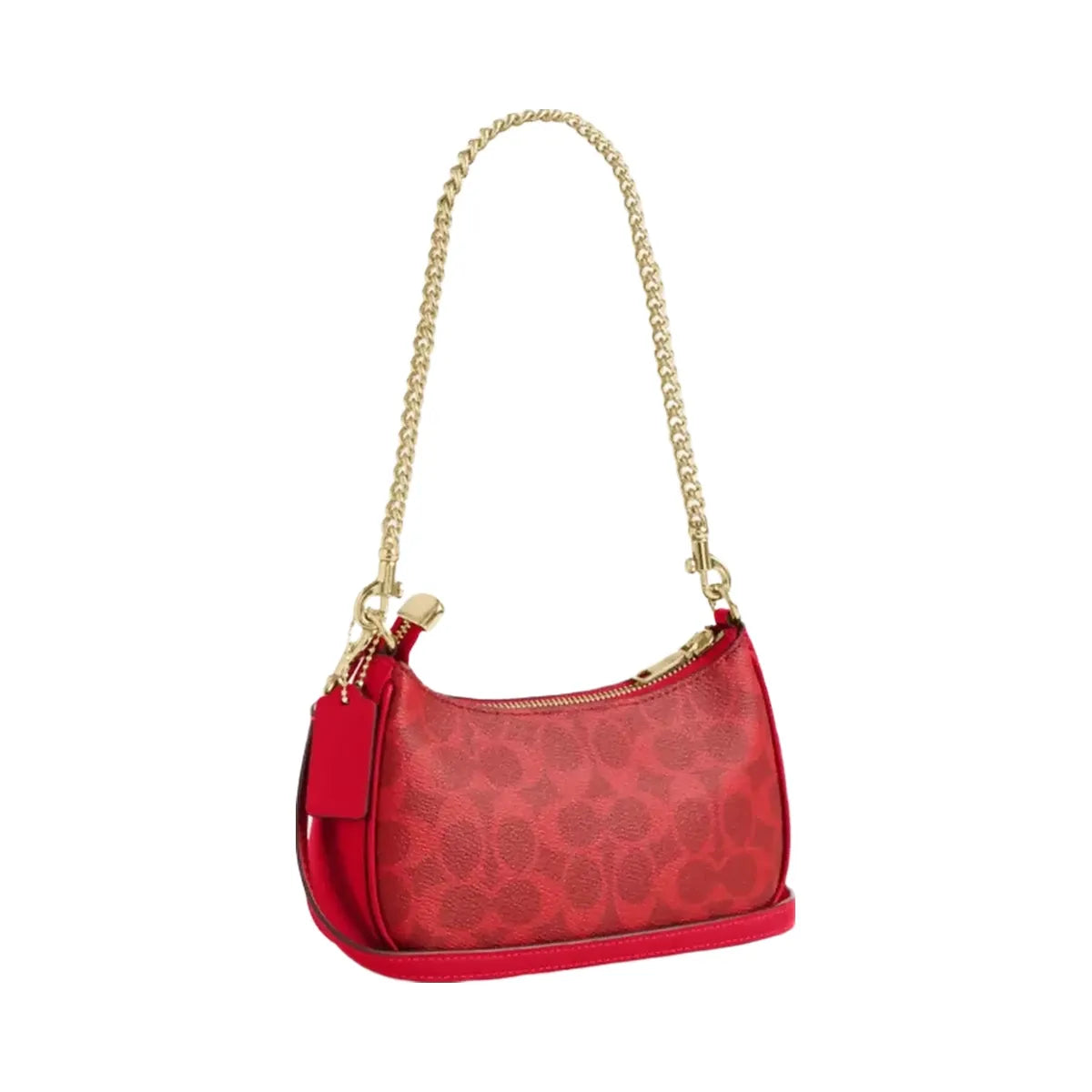 Coach Teri Mini Crossbody Bag In Signature Canvas in Gold Bold Red
