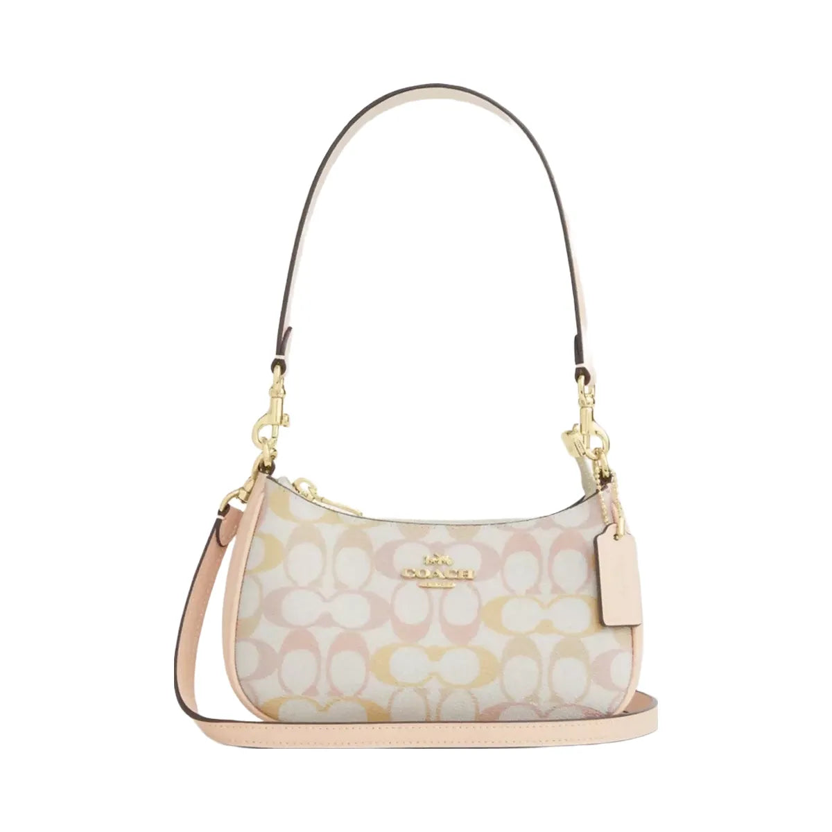 Coach Teri Mini Crossbody Bag In Signature Canvas in Gold Chalk Pink