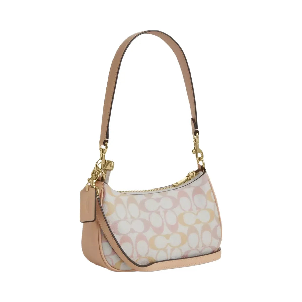 Coach Teri Mini Crossbody Bag In Signature Canvas in Gold Chalk Pink
