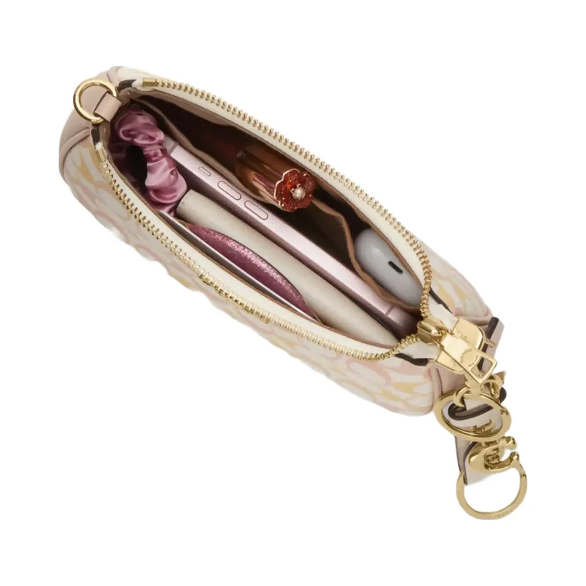 Coach Teri Mini Crossbody Bag In Signature Canvas in Gold Chalk Pink