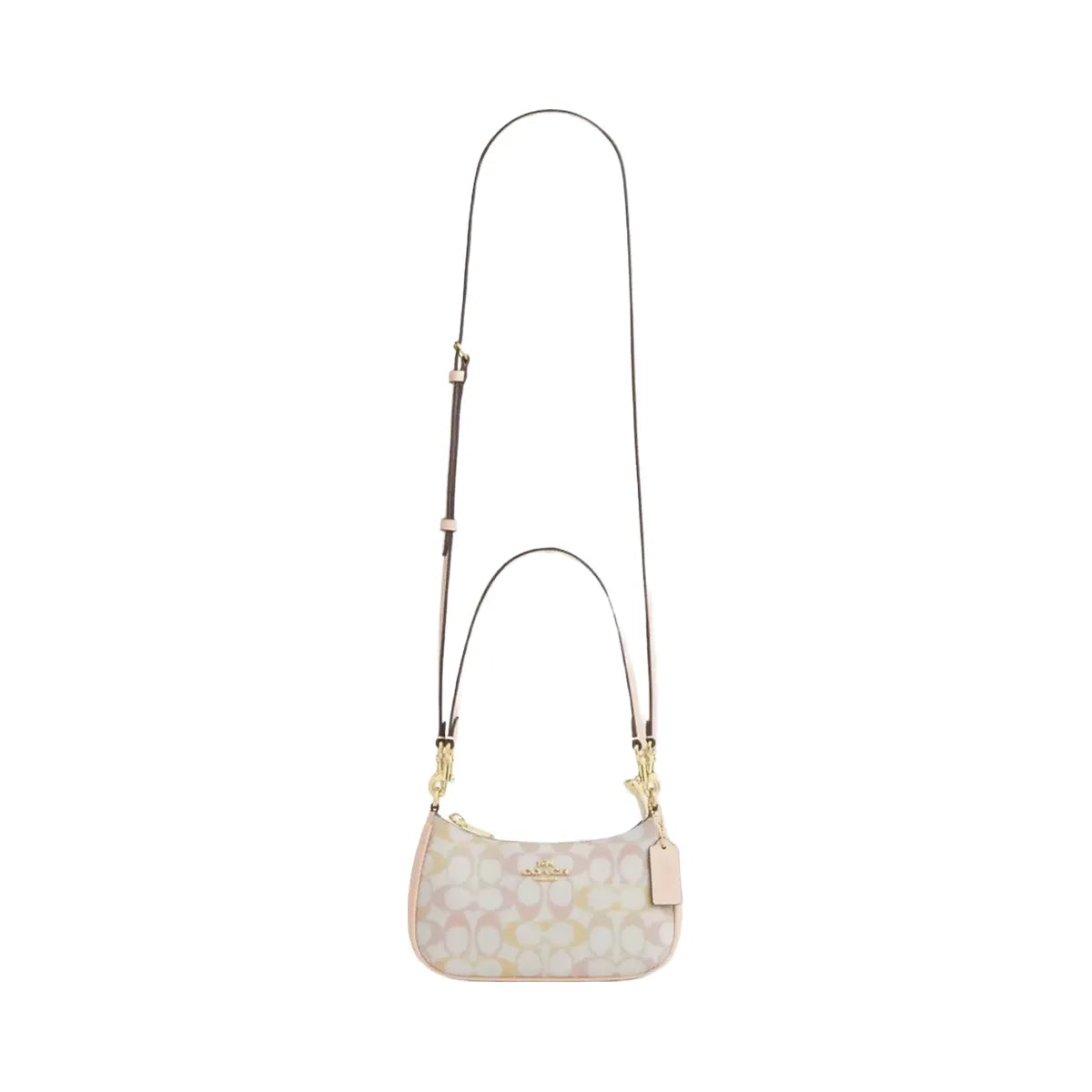 Coach Teri Mini Crossbody Bag In Signature Canvas in Gold Chalk Pink