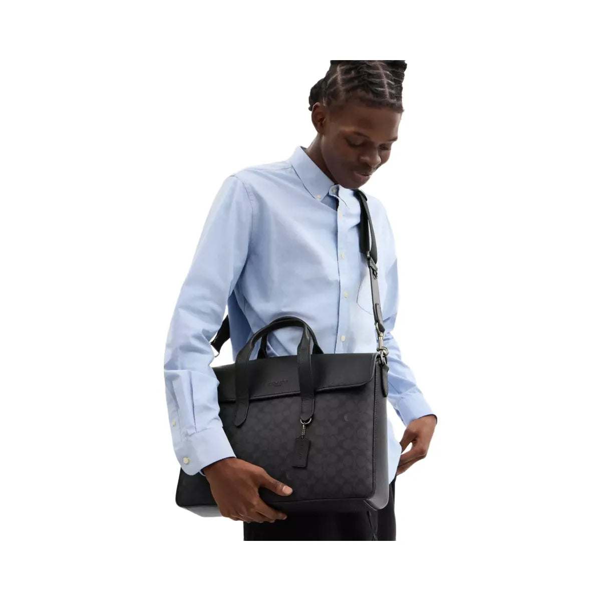 Coach Sullivan Portfolio Brief In Signature Canvas in Gunmetal Charcoal Black