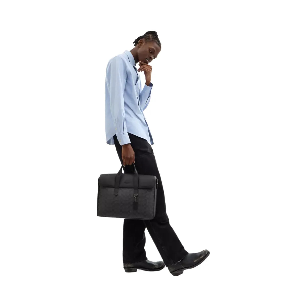 Coach Sullivan Portfolio Brief In Signature Canvas in Gunmetal Charcoal Black
