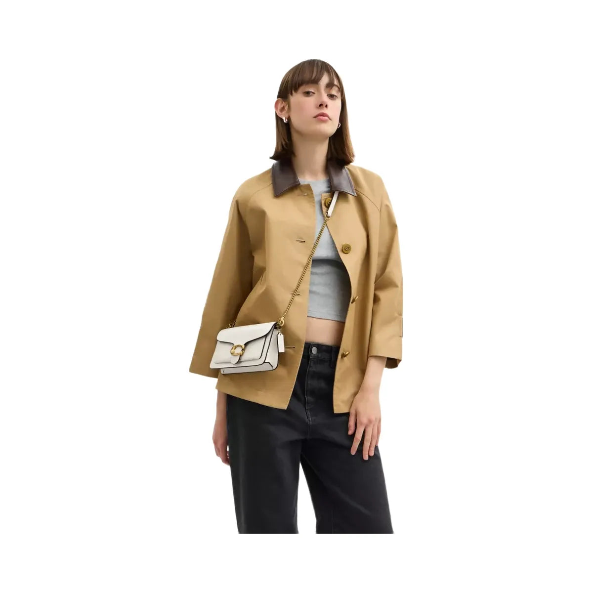 Coach Tabby Chain Clutch in Brass Chalk