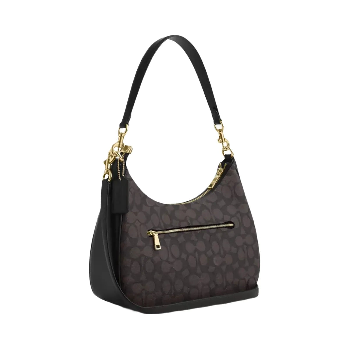 Coach Teri Hobo Bag In Signature Canvas in Gold Walnut Black