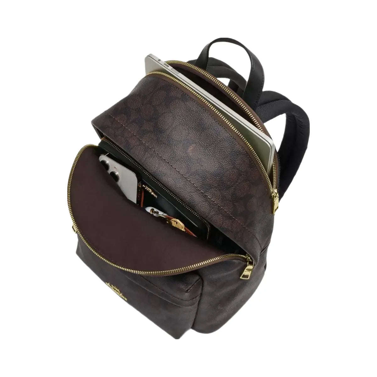 Coach Taylor Small Backpack In Signature Canvas in Gold Walnut Black