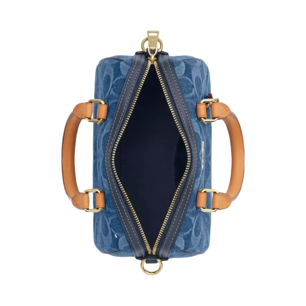 Coach Mini Rowan Crossbody Bag In Signature Denim in Gold Indigo