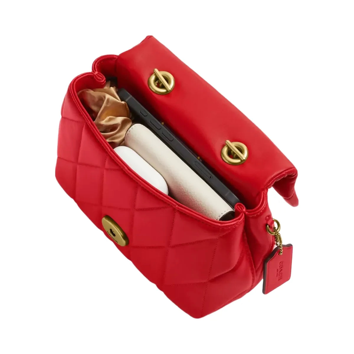 Coach Tabby Top Handle Bag With Quilting in Brass Candy Apple