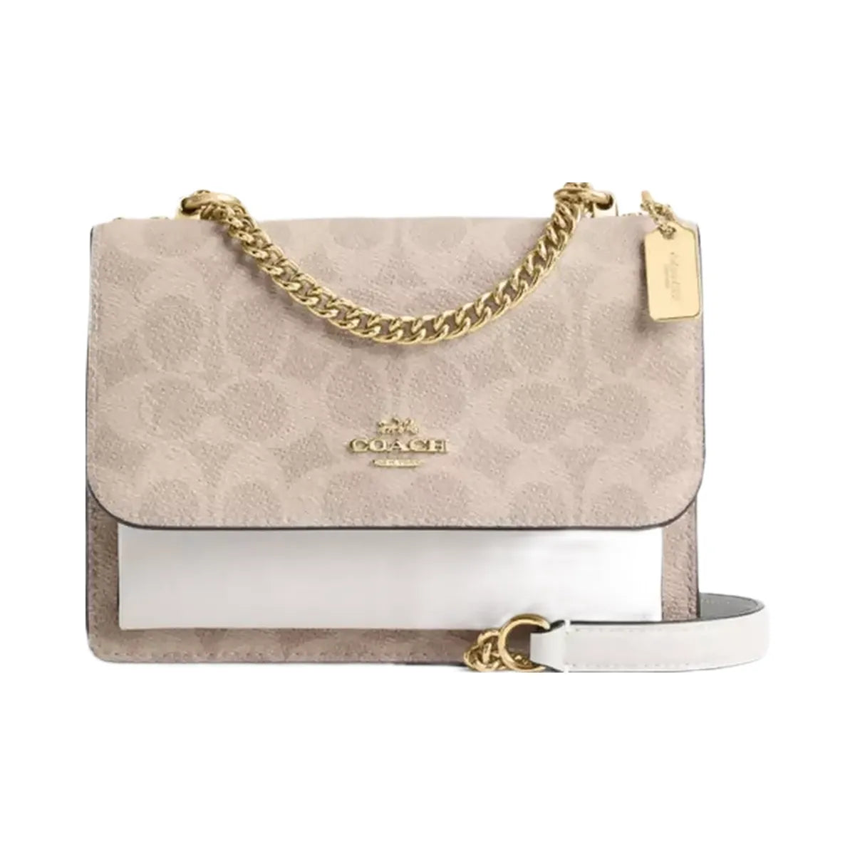 Coach Mini Klare Crossbody Bag In Signature Canvas in Gold Sand Chalk