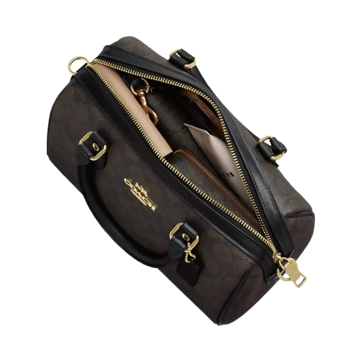 Coach Rowan Satchel Bag in Gold Ivory