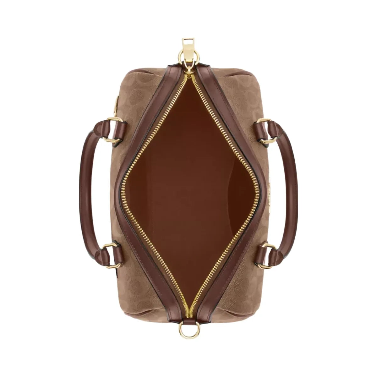 Coach Rowan Satchel Bag In Signature Canvas in Gold Tan Brown