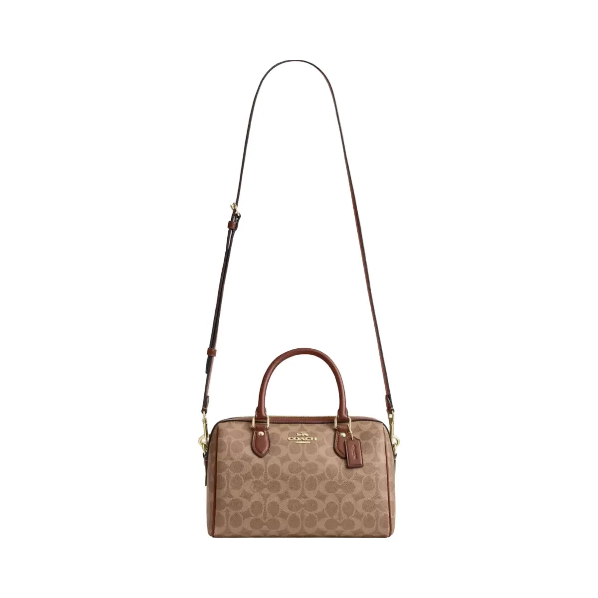 Coach Rowan Satchel Bag In Signature Canvas in Gold Tan Brown