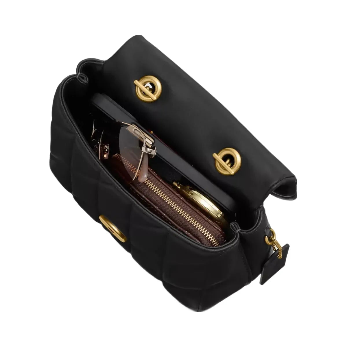 Coach Tabby Top Handle Bag With Quilting in Brass Black