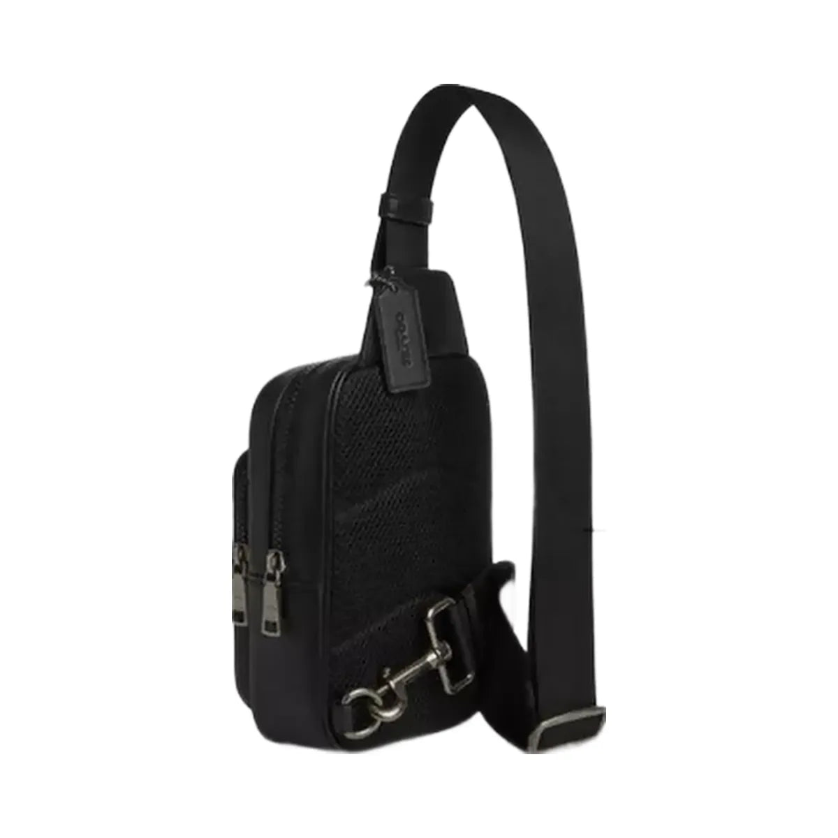 Coach Racer Sling Pack In Signature Canvas in Gunmetal Chalk Black