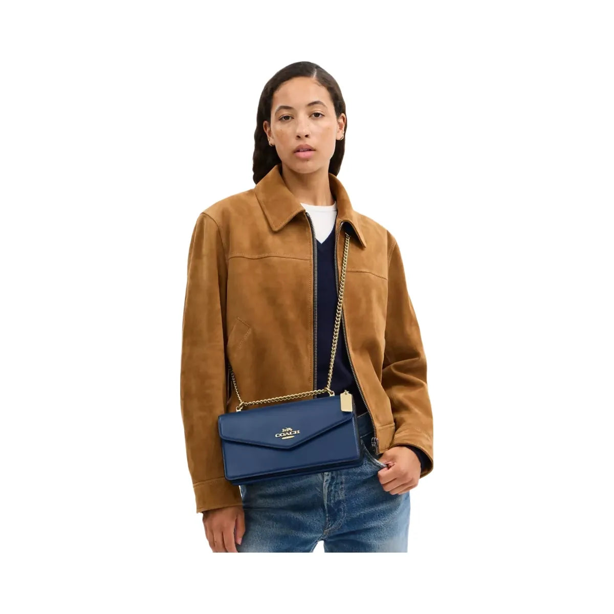 Coach Klare Envelope Crossbody Bag in Gold Deep Blue