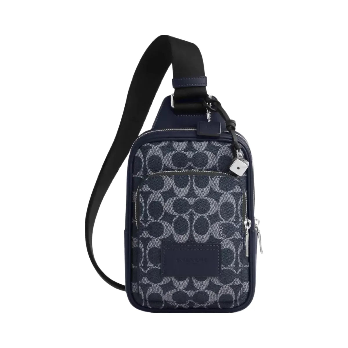 Coach Racer Sling Pack In Signature Canvas With Charms in Silver Denim Chalk