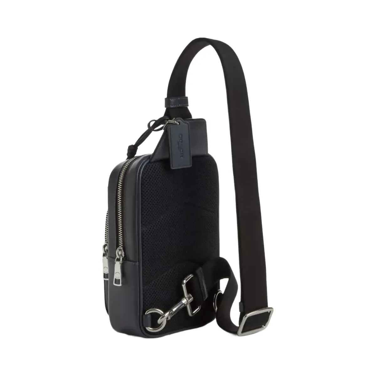 Coach Racer Sling Pack In Signature Canvas With Charms in Silver Denim Chalk