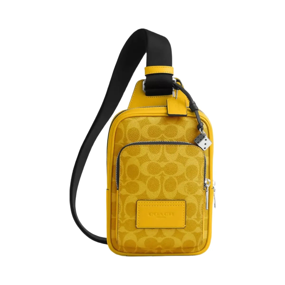 Coach Racer Sling Pack In Signature Canvas With Charms in Silver Canary