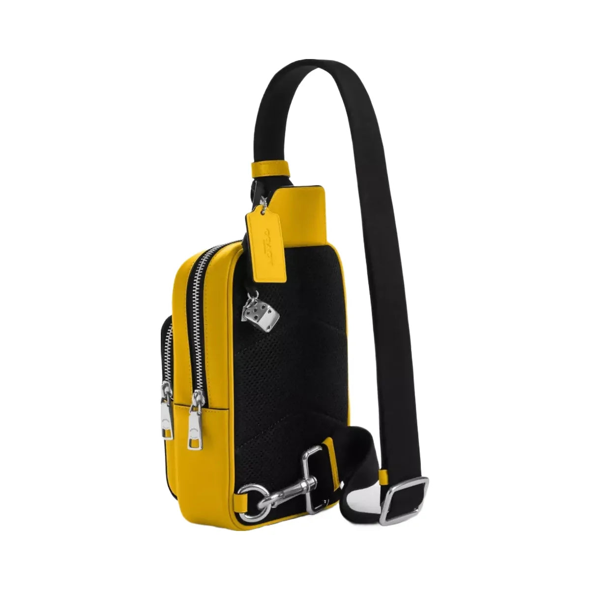 Coach Racer Sling Pack In Signature Canvas With Charms in Silver Canary