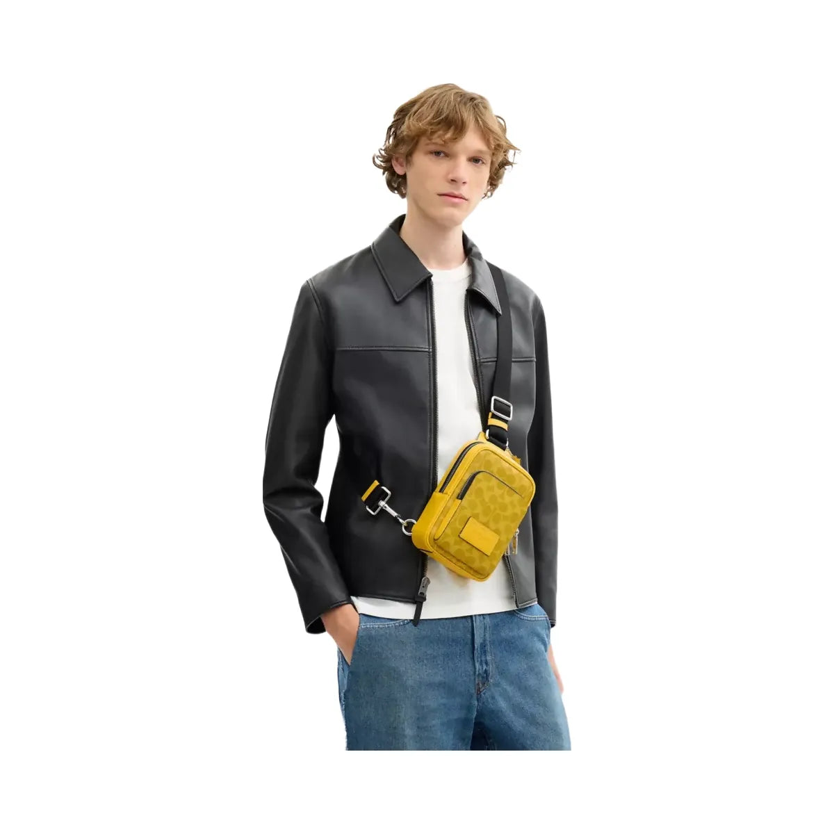 Coach Racer Sling Pack In Signature Canvas With Charms in Silver Canary