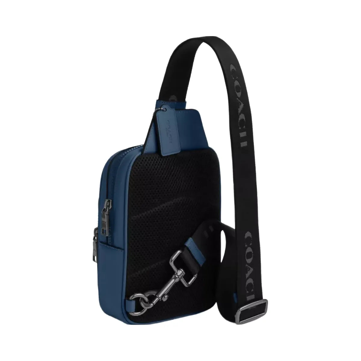 Coach Racer Sling Pack in Silver Dark Denim