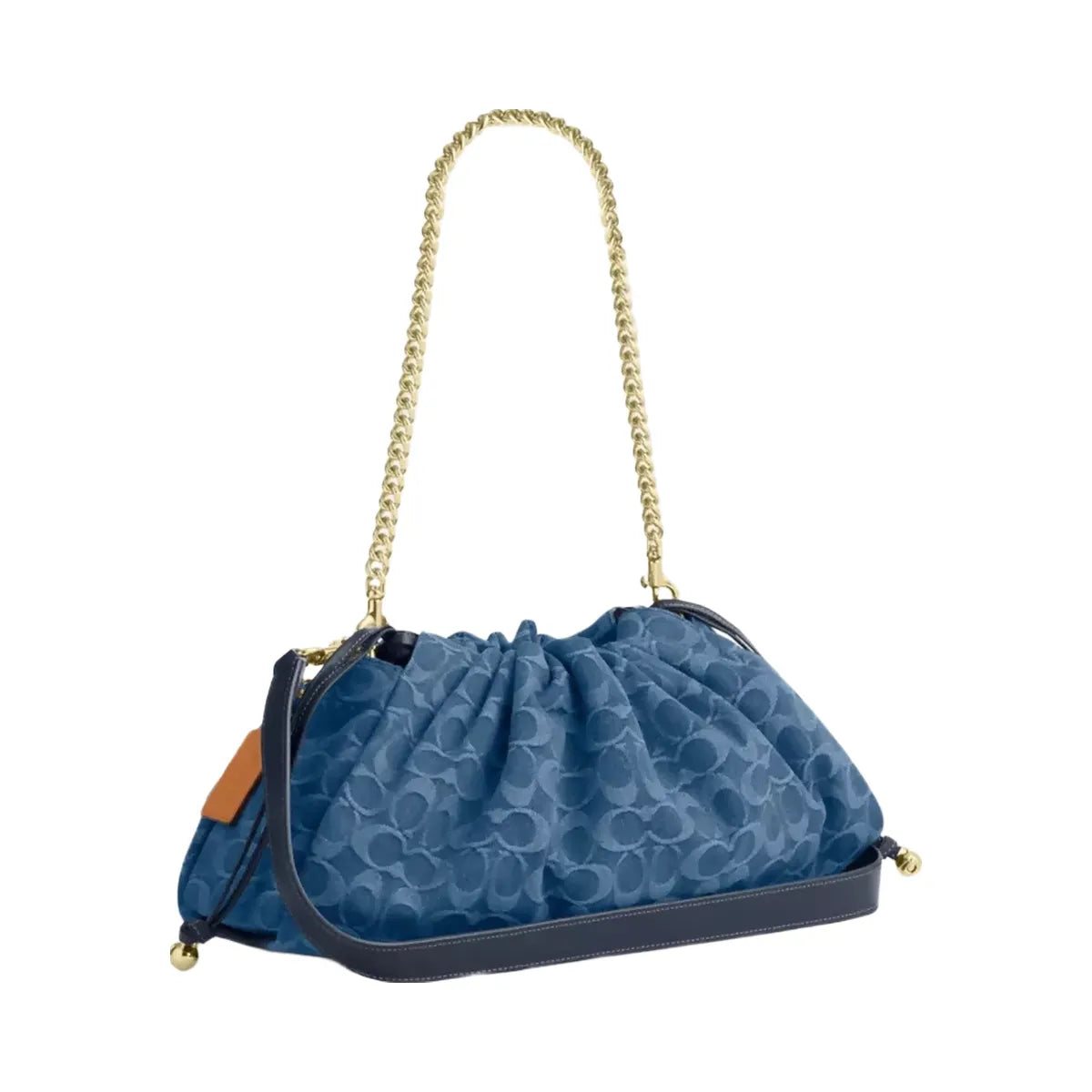 Coach Faye Large Shoulder Bag In Signature Denim in Gold Indigo