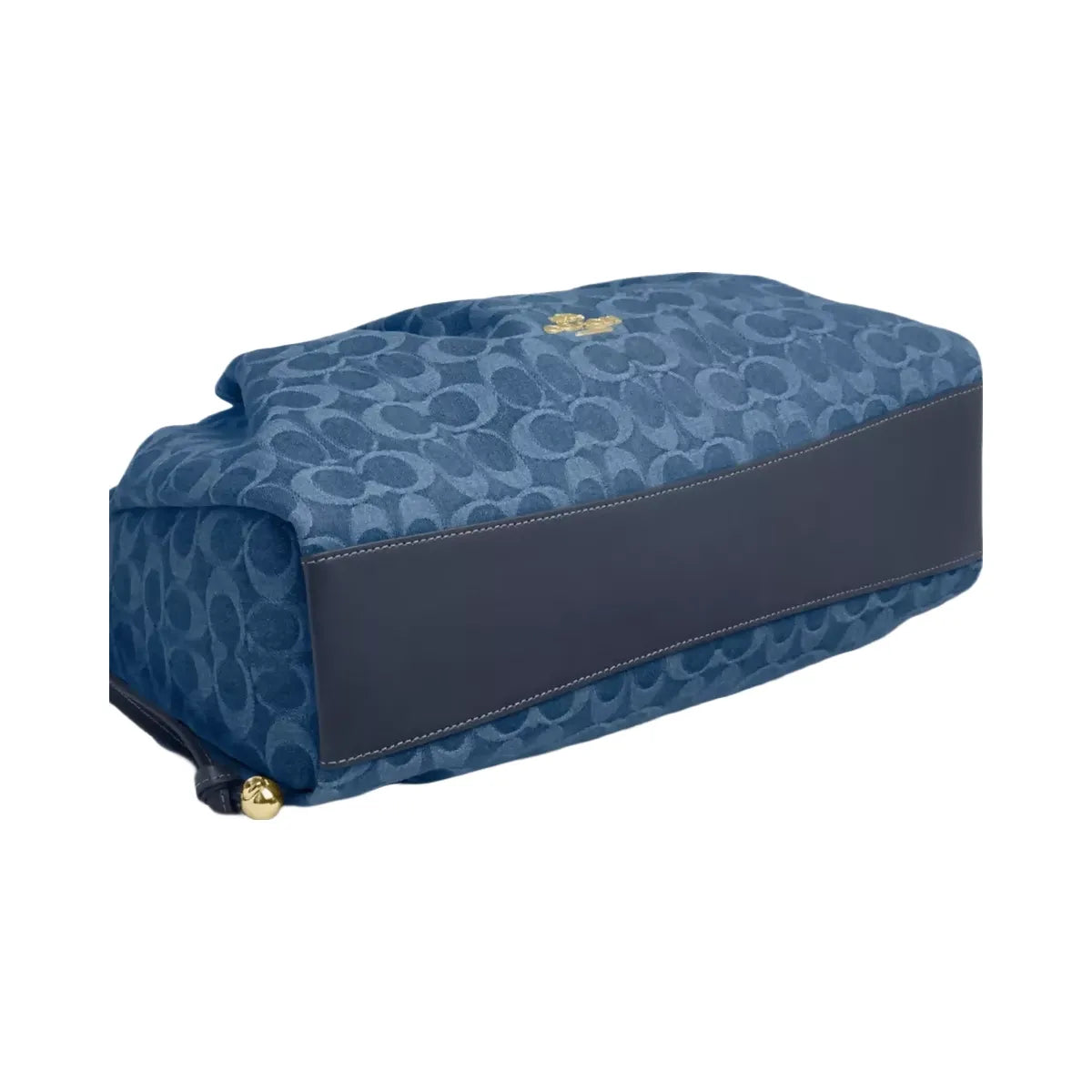 Coach Faye Large Shoulder Bag In Signature Denim in Gold Indigo
