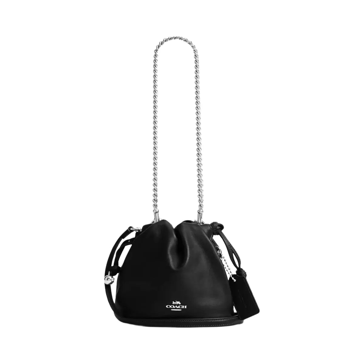 Coach Faye Mini Drawstring Bag in Silver Black