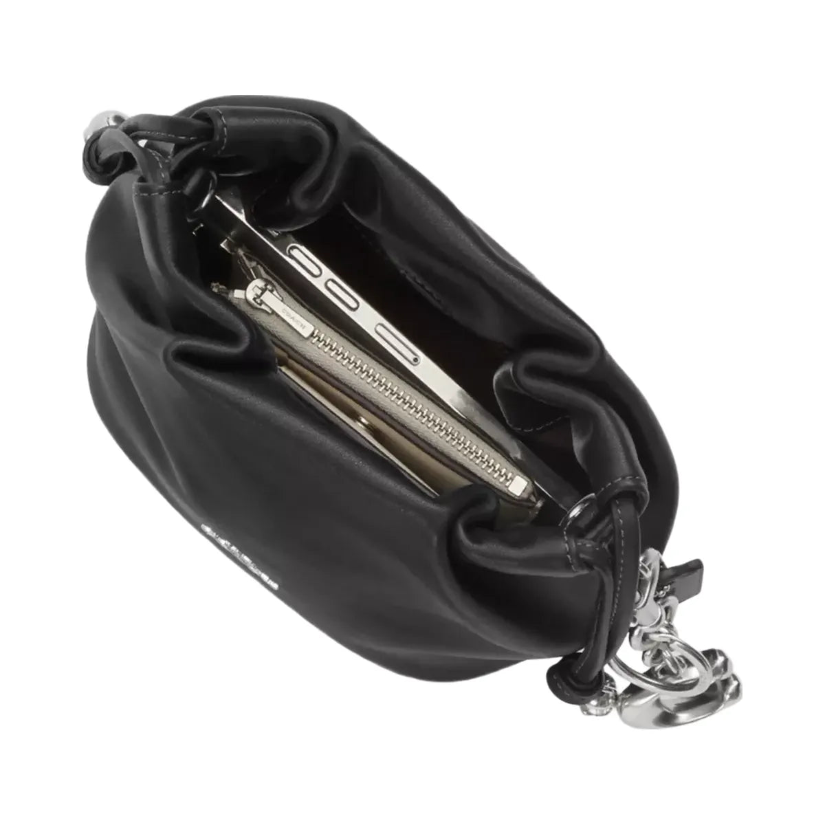 Coach Faye Mini Drawstring Bag in Silver Black