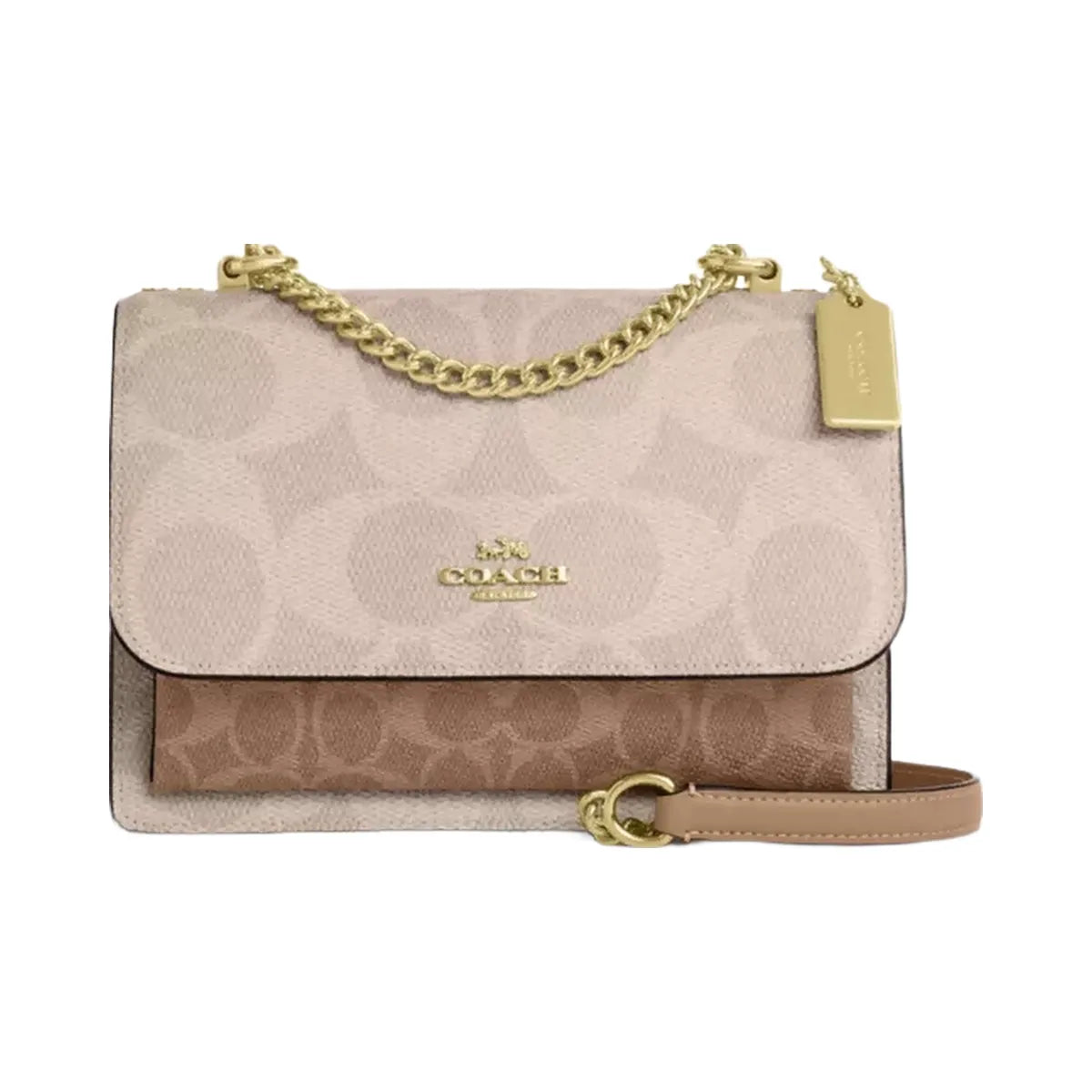 Coach Klare Crossbody Bag In Blocked Signature Canvas in Gold Sand Tan